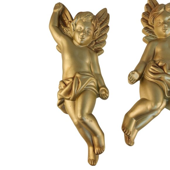 Vintage 1968 Miller Studio Cherub Angel Wall Hanging Set of 3 Chalkware - Picture 10 of 13